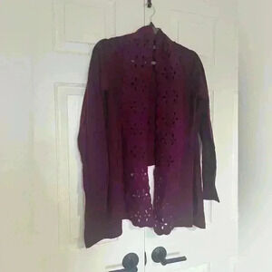 Anthropologie sleeping on snow wool cardigan sweater  purple size small